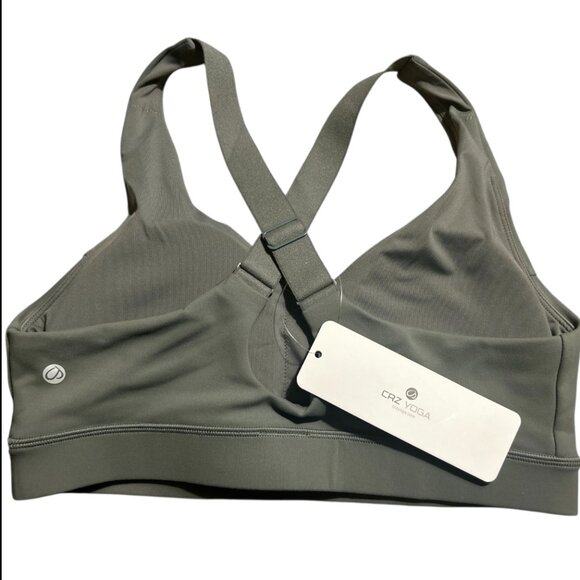 CRZ Yoga ButterBreeze Criss Cross Back Sports Bra - Medium Grey Sage - NWT - Picture 3 of 8